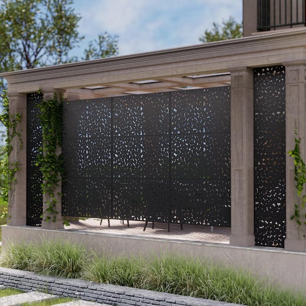 Dovelina Ernie 72 in. Galvanized Steel Garden Fence Outdoor Privacy Screen Garden Screen Panels