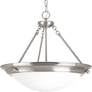 Eclipse 3-Light Brushed Nickel Foyer Pendant with Satin White Glass