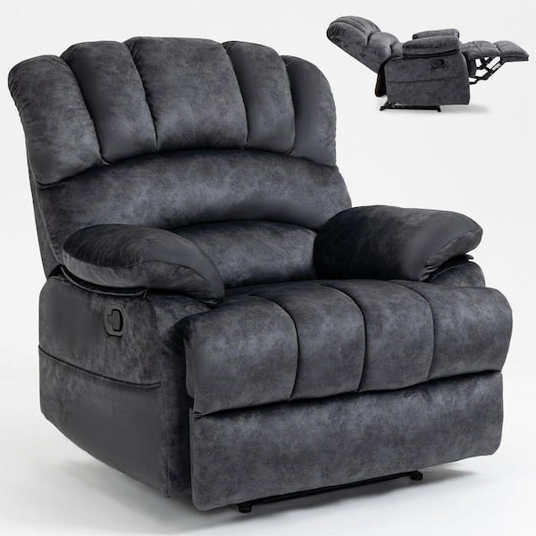 40 in. W Dark Gray Manual Recliner Chair with Large Back