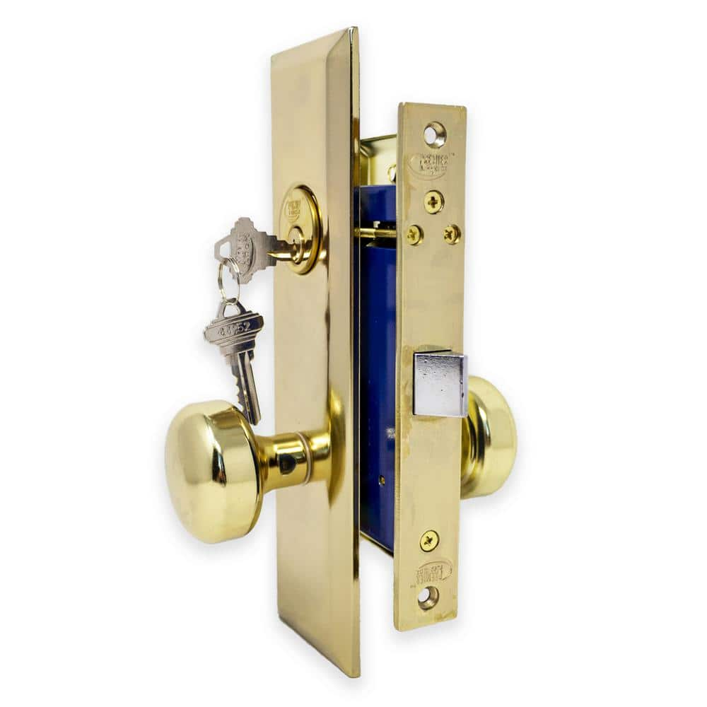 Premier Lock Brass Vestibule Mortise Entry Left Hand Knob Combo Pack ML01R  - The Home Depot