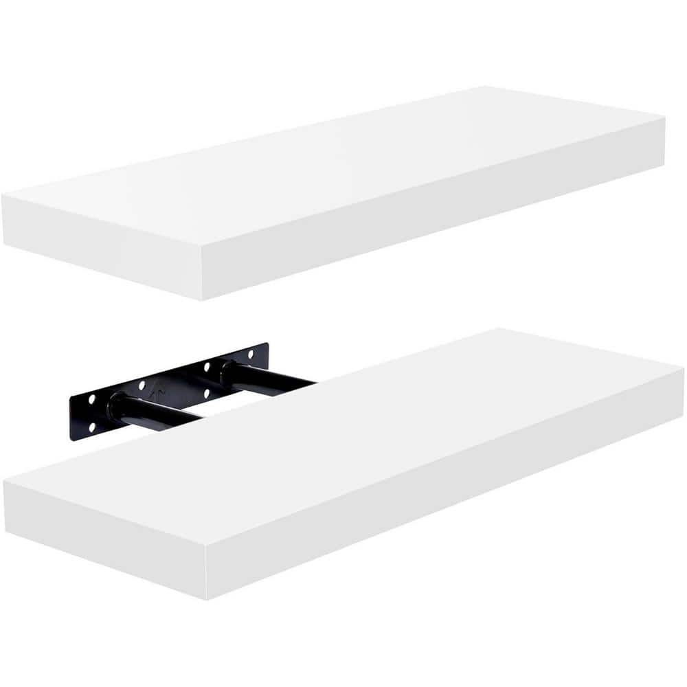 16.25 in. W x 5.5 in. D Wood Decorative Wall Shelf, White(2-Pack)