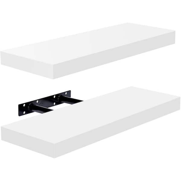 16.25 in. W x 5.5 in. D Wood Decorative Wall Shelf, White(2-Pack)