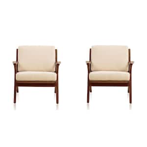 Martelle Cream and Amber Twill Weave Accent Arm Chair (Set of 2)