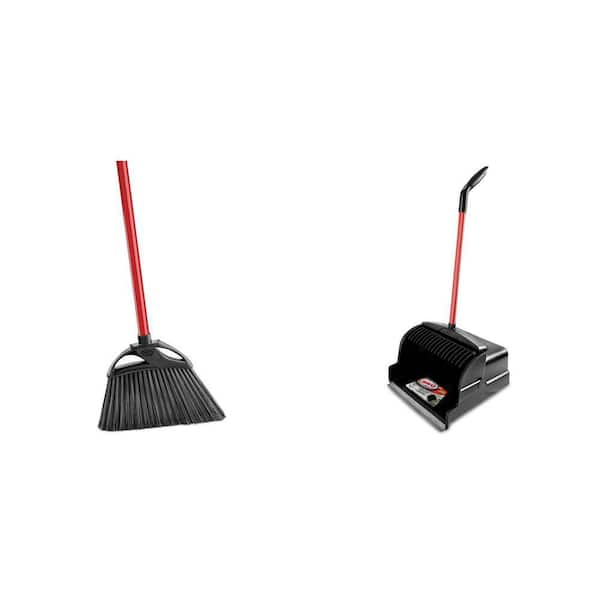 11 in. High Power Angle Broom and 16 in. Large Scoop Dustpan with Steel Handles Combo