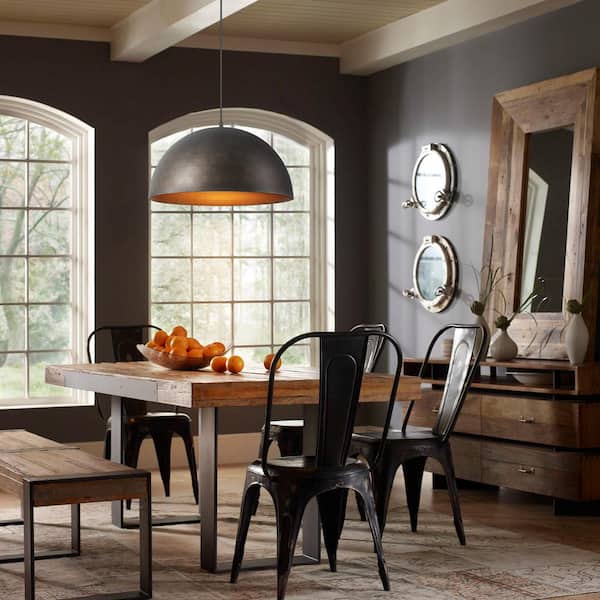 Laufer 1-Light Vintage Antique Brown Dome Kitchen Island Pendant Light