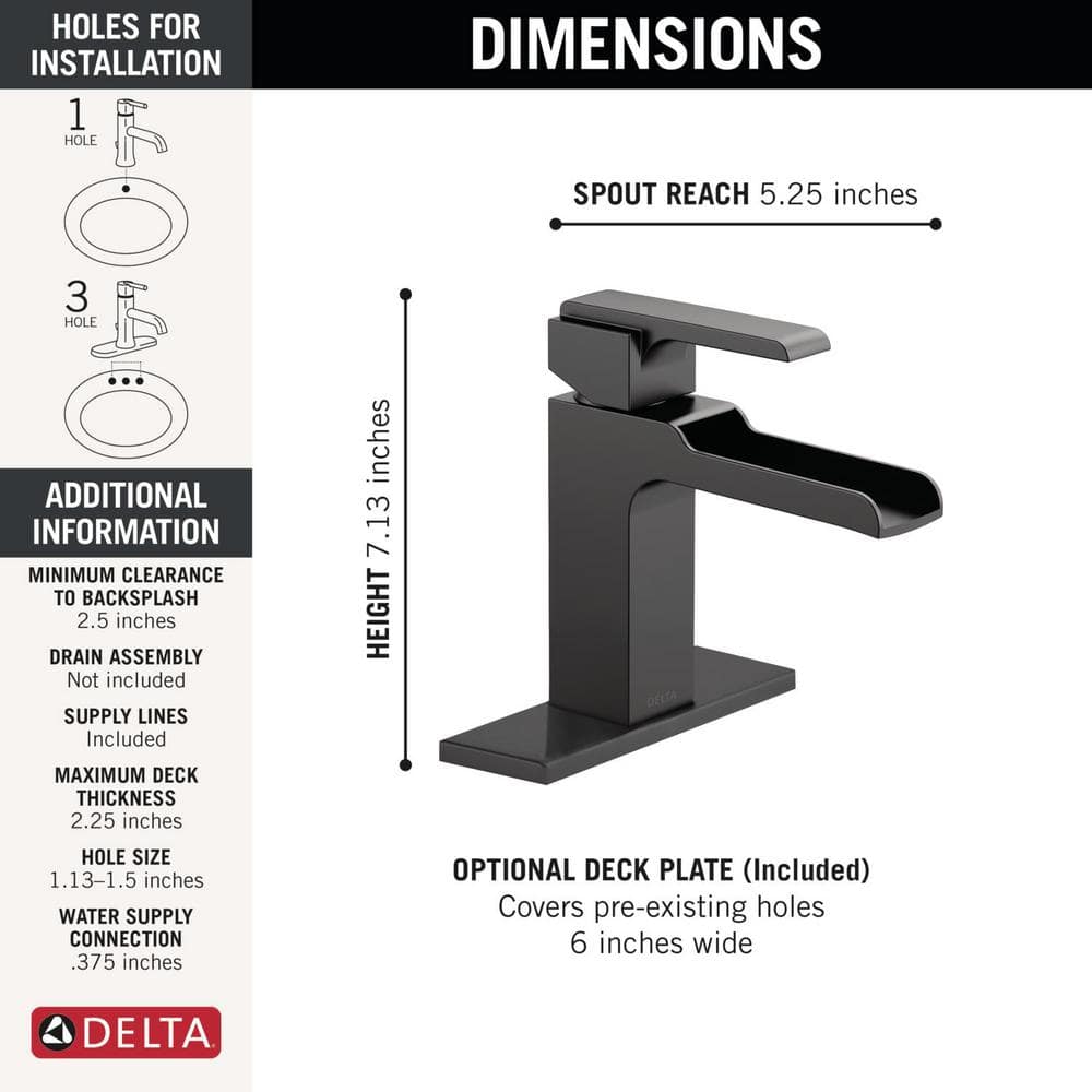Ara Modern 7'' Stainless Steel Single Hole Bathroom Faucet