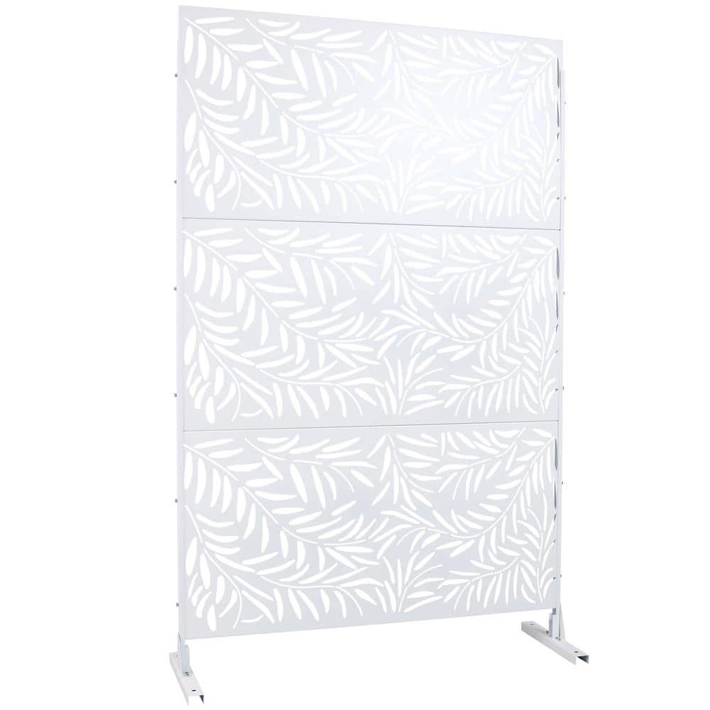 6.3 ft. H x 4 ft. W White Outdoor Privacy Screen Metal Garden Fence Panels 