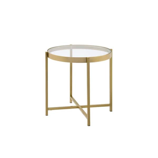 JONATHAN Y Carson 12.75 in. Brass Gold/White Modern Minimalist