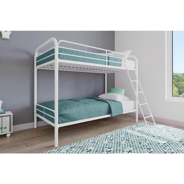 Elen White Twin Metal Bunk Bed