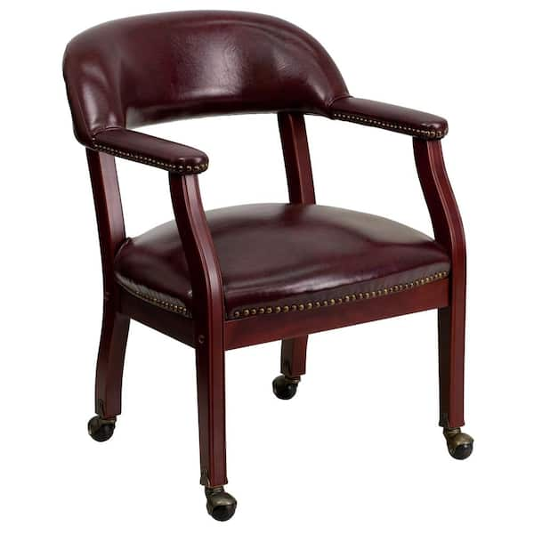 Flash Furniture Vinyl Cushioned Side Chair in Oxblood