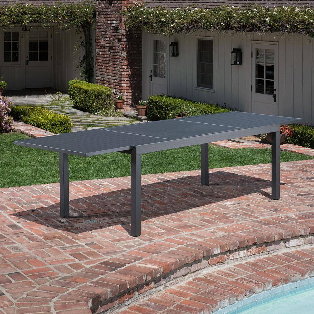 Gray Aluminum 11-Piece Expandable Outdoor Dining Set