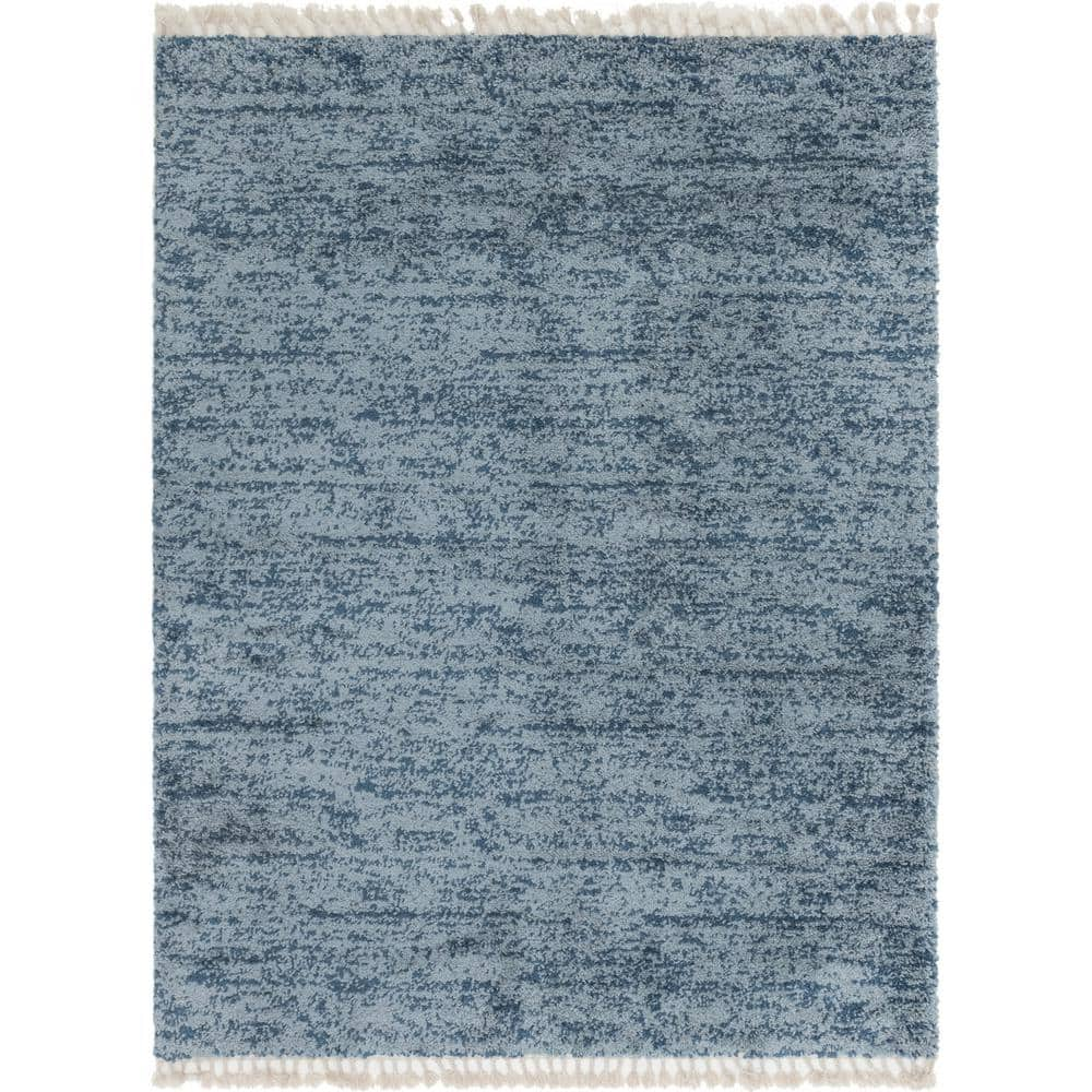 Unique Loom Hygge Shag Misty Blue 9 Ft. X 12 Ft. Area Rug 3143758 - The 