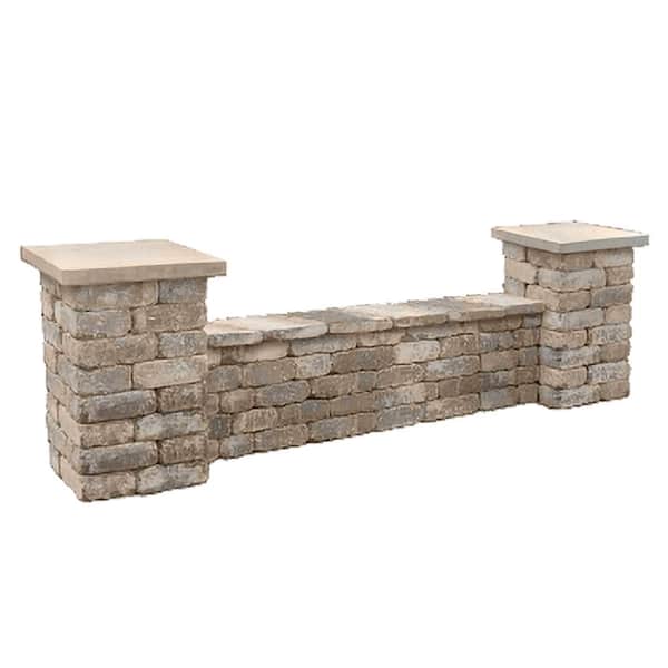 19.75 in x 110.25. x 31.5 in. Bethany Ledge Blend Outdoor Weathered Concrete Seat Wall