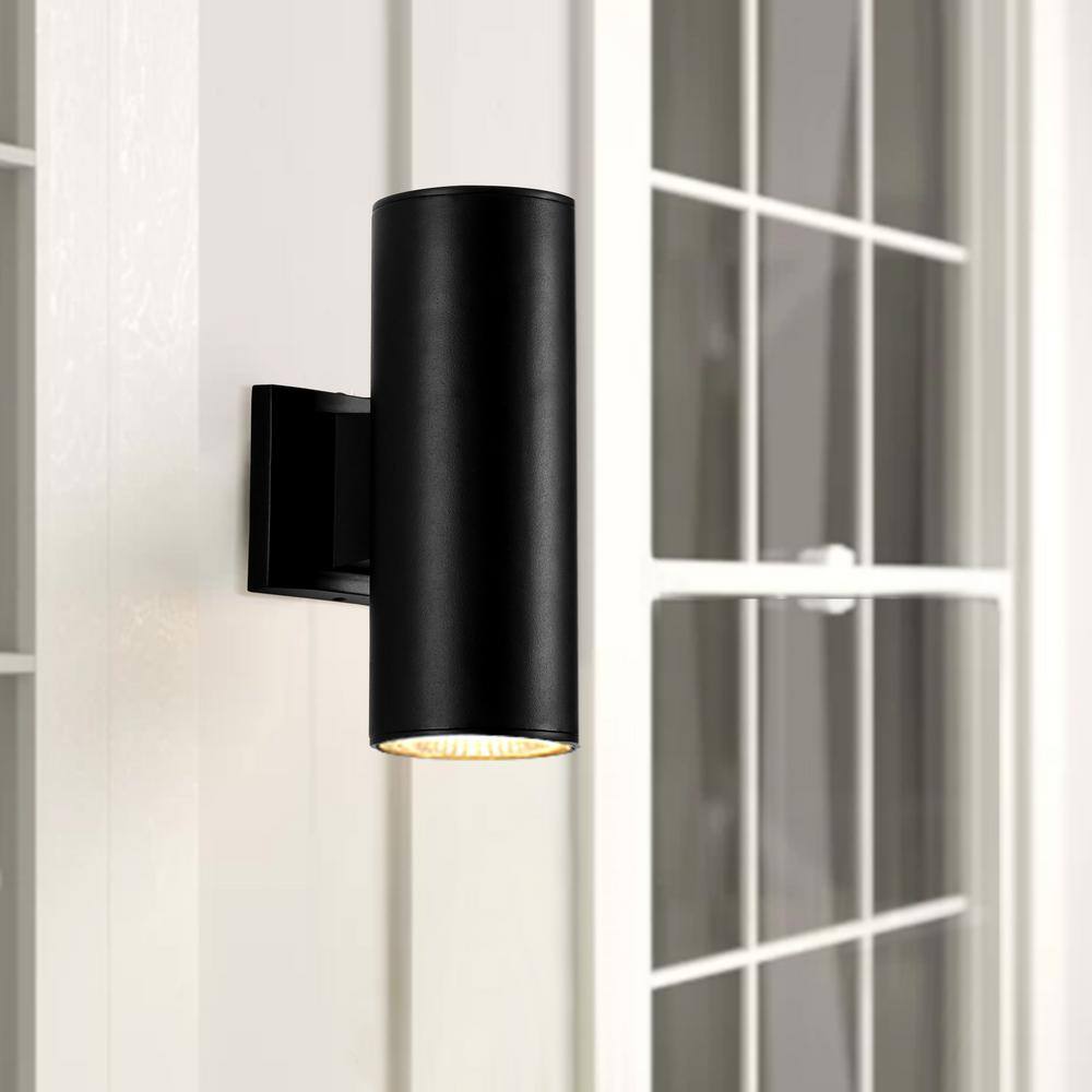 Matte Black Cylinder 11" LED Outdoor Sconce