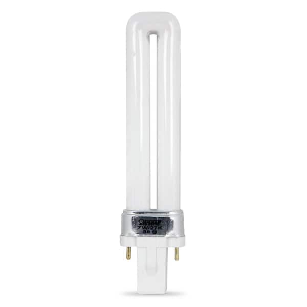 Feit Electric 7-Watt Equivalent PL CFLNI Twin Tube 2-Pin G23 Base Compact Fluorescent CFL Light Bulb, Soft White 2700K (1-Bulb)
