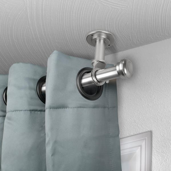 Rosen Ceiling 160 in. - 240 in., 1 in. Dia Single Curtain Rod/ Room Divider in Satin Nickel