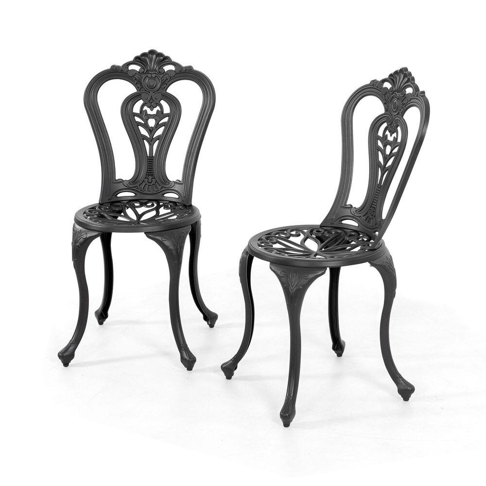 Black and Gold Speckled Cast Aluminum Outdoor Patio Chair Set