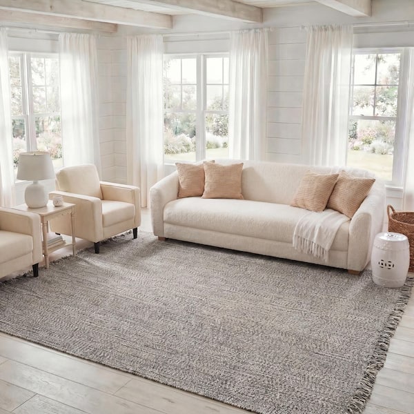 Braided 8 ft. x 10 ft. Gray/Ivory Te ft. xtured Washable Area Rug