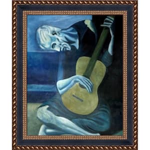 The Old Guitarist by Pablo Picasso Verona Black and Gold Braid Framed Oil Painting Art Print 20.75 in. x 24.75 in.
