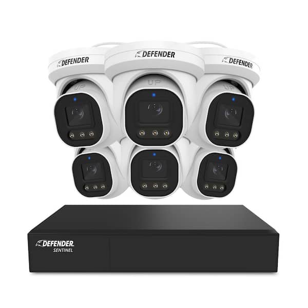 AI POWERED Sentinel Pro Turret 4K Ultra HD Wired 8-channel PoE NVR Security System with 6-Metal Cameras and 1TB HDD