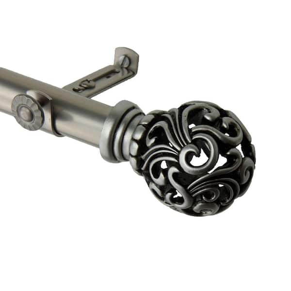 Rod Desyne 66 in. - 120 in. Adora Single Curtain Rod in Satin Nickel