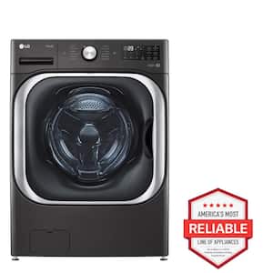 5.2 cu. Ft Stackable SMART Front Load Washer in Black Steel with Steam & Turbowash Technology