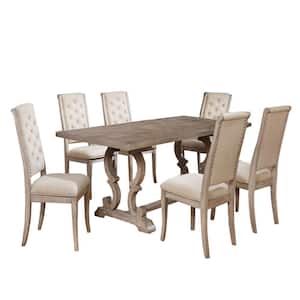 Patience Dining Table Set in Rustic Natural Tone Finish (7-Piece)