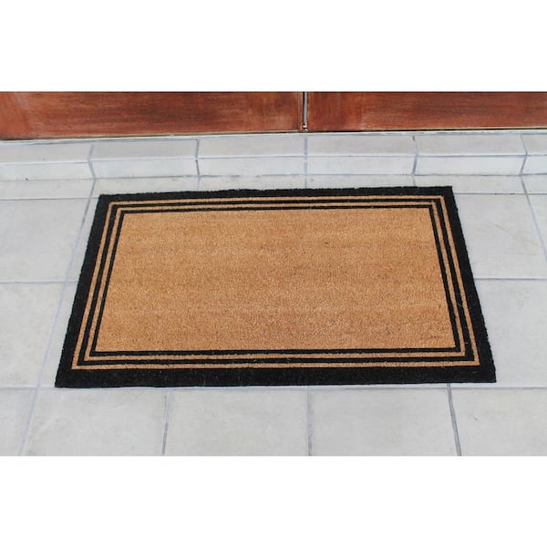 Indoor/outdoor Coir Doormat With Border Natural/black - Entryways