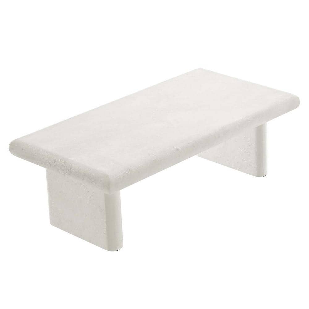 White Concrete Textured MDF Mango Wood Coffee Table
