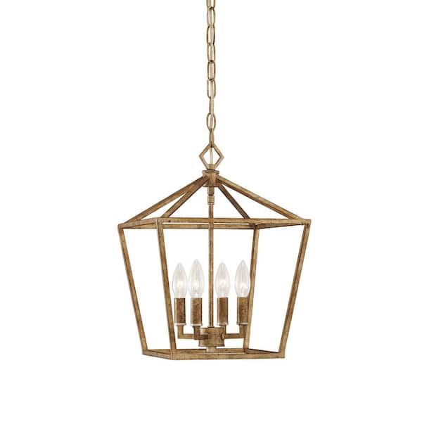 Millennium Lighting 4-Light 12 in. Wide Vintage Gold Taper Candle Pendant