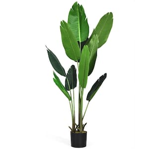 5 .3 ft. Green Artificial Decorative Tropical Indoor-Outdoor Tree in Pot, Faux Plants