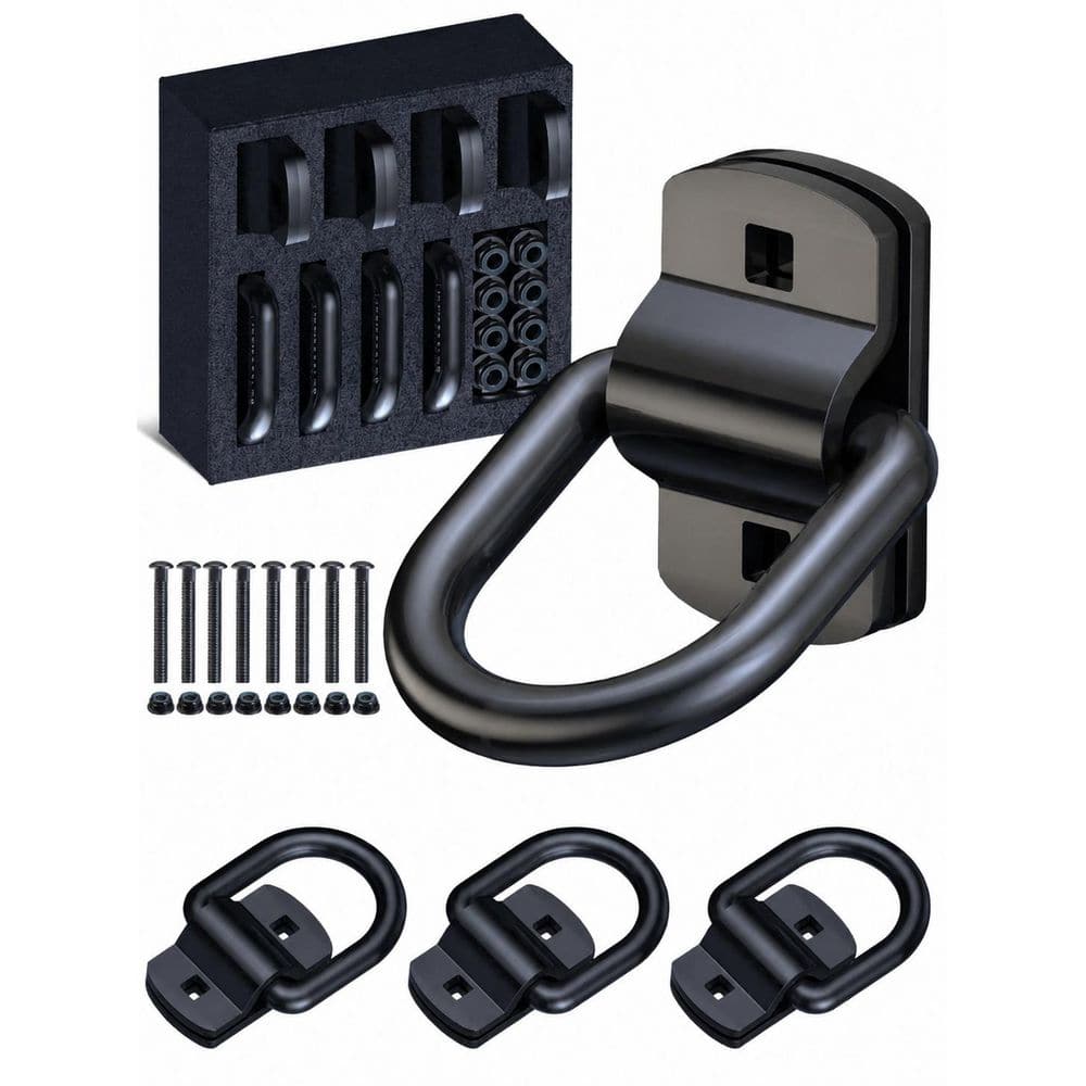 4-Piece 1/2 in. Steel Trailer Tie Down Anchor Heavy Duty Bolt-On D-Rings with Reinforcing Plate Black 4-Pack price history on PriceWatchPro