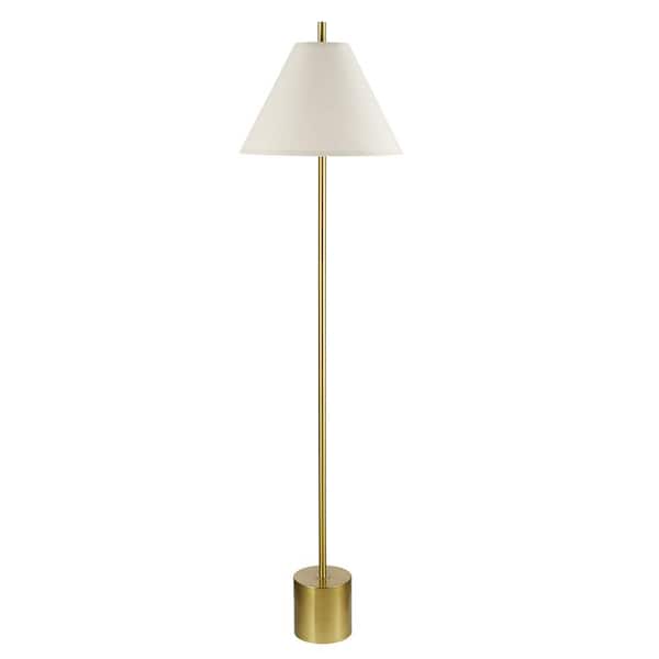 Globe Electric Hill 60 in. 1-Light Matte Brass Floor Lamp with Beige Linen Shade