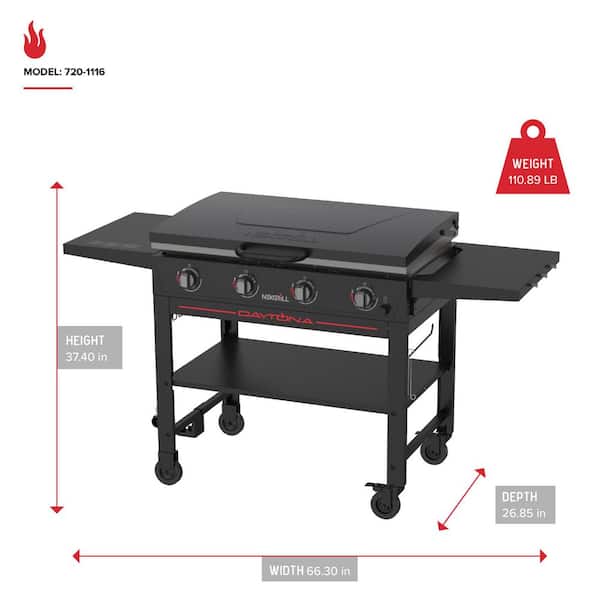 Nexgrill Daytona 4-Burner Propane Gas Griddle with Lid in Black