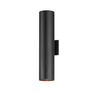 Outpost 2-Light 22 in. H Black Outdoor Hardwired Wall Sconce