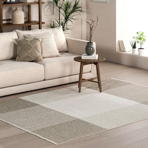 Kirby Cream 4 ft. x 6 ft. Plaid Reversible Machine Washable Area Rug