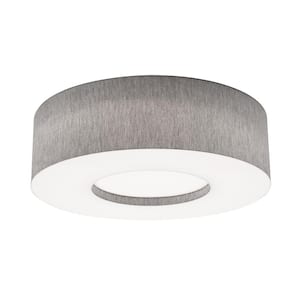 24 in. 42-Watt Integrated LED Flush Mount with Gray Fabric Shade