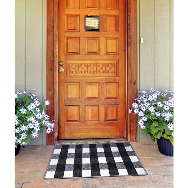 Ottomanson Basics Collection Non-Slip Rubberback Checkered 2x3 Indoor Area  Rug Entryway Mat, 2 ft. 3 in. x 3 ft., Black Checkered BSC2013-2X3 - The  Home Depot