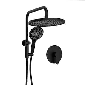 4 Spray 10 in. Dual Shower head Wall Mount Fixed and Handheld Shower Head 1.8 GPM in Matte Black