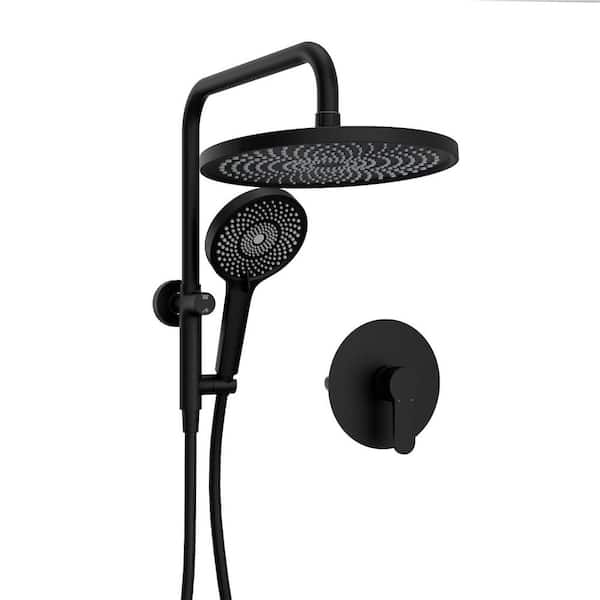 GIVING TREE 4 Spray 10 in. Dual Shower head Wall Mount Fixed and Handheld Shower Head 1.8 GPM in Matte Black