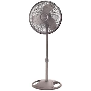 16 in. 3 Speeds Pedestal Fan in Gray with Adjustable Height, Oscillating