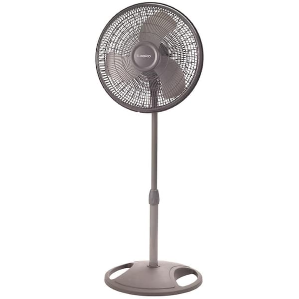 Lasko 16 in. 3 Speeds Pedestal Fan in Gray with Adjustable Height