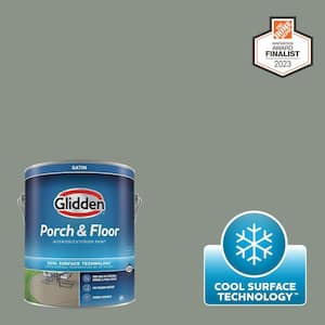 1 gal. PPG1033-5 Gray Heron Satin Interior/Exterior Porch and Floor Paint with Cool Surface Technology