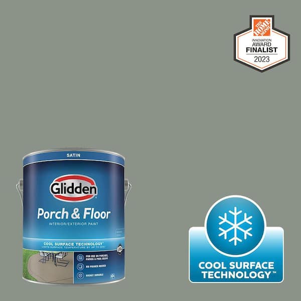 Glidden Porch and Floor 1 gal. PPG1033-5 Gray Heron Satin Interior/Exterior Porch and Floor Paint with Cool Surface Technology