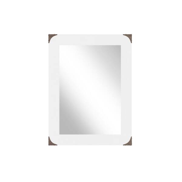 Unbranded 26 in. H x 32 in. W Rectangle Framed Modern White Industrial Accent Mirror