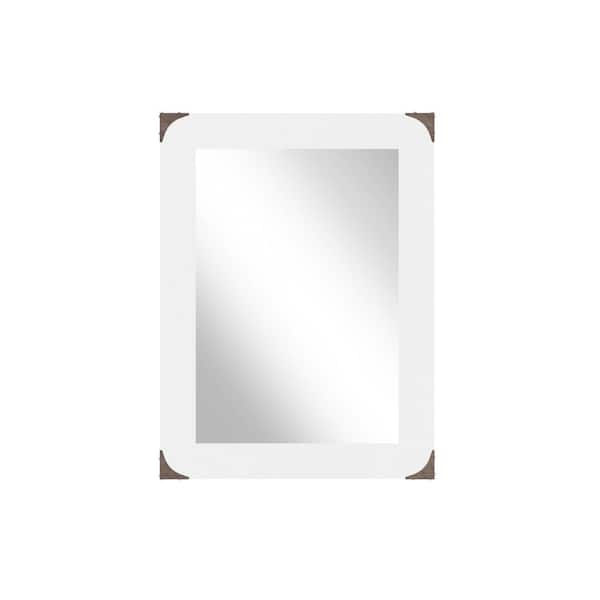 Unbranded 36 in. H x 32 in. W Rectangle Framed Modern White Industrial Accent Mirror