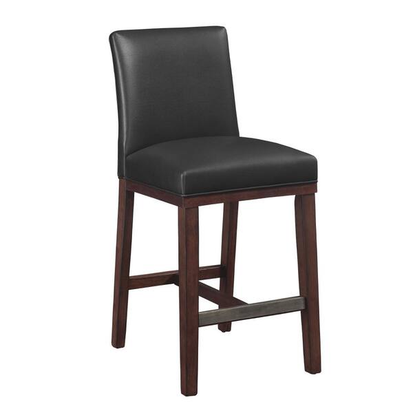 Unbranded Simone 25 in. Charcoal Cushioned Leather Counter Stool