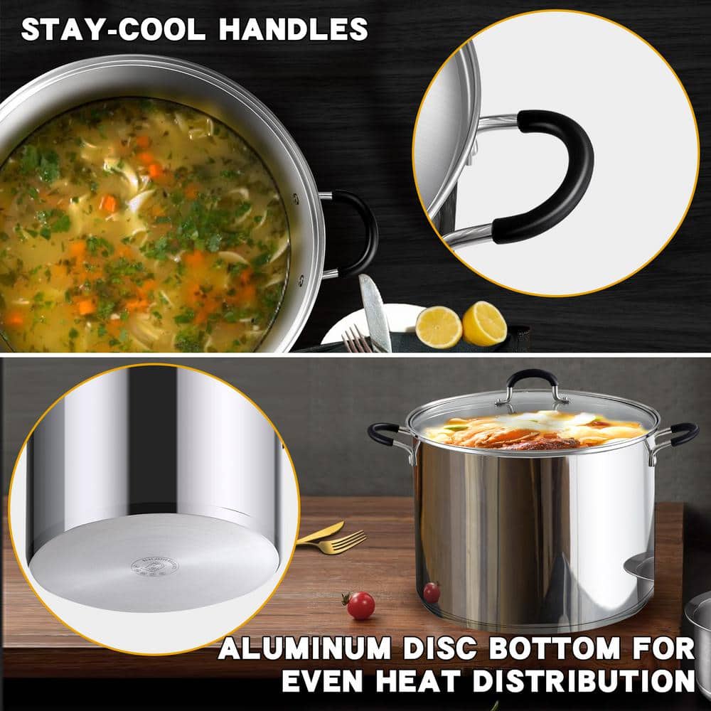 24-Quart Stainless Steel Stock Pot with Glass Lid