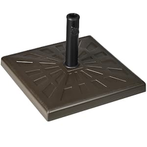 Resin Patio Umbrella Base, 20" Square Outdoor Umbrella Stand Holder for Parasol Poles 1.26", 1.5", and 1.9" Dia in Brown