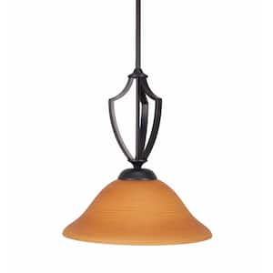 Cleveland 100-Watt 1-Light Matte Black Shaded Mini Pendant Light with Glass Shade